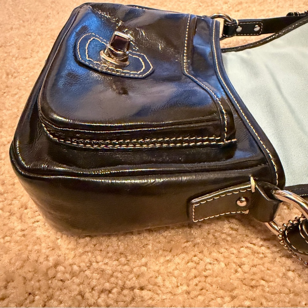 Coach Penny Turn Lock Black Patent Leather Mini Shoulder Bag - Picture 14 of 16
